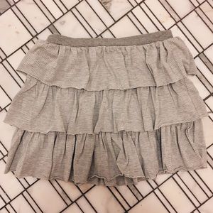 Sally Miller White & Gray Cotton Ruffle Skirt